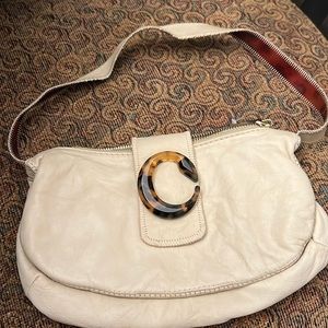 Roberto Cavalli cream leather clutch